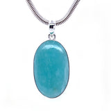 Amazonite Oval Silver Pendant