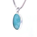 Amazonite Oval Silver Pendant