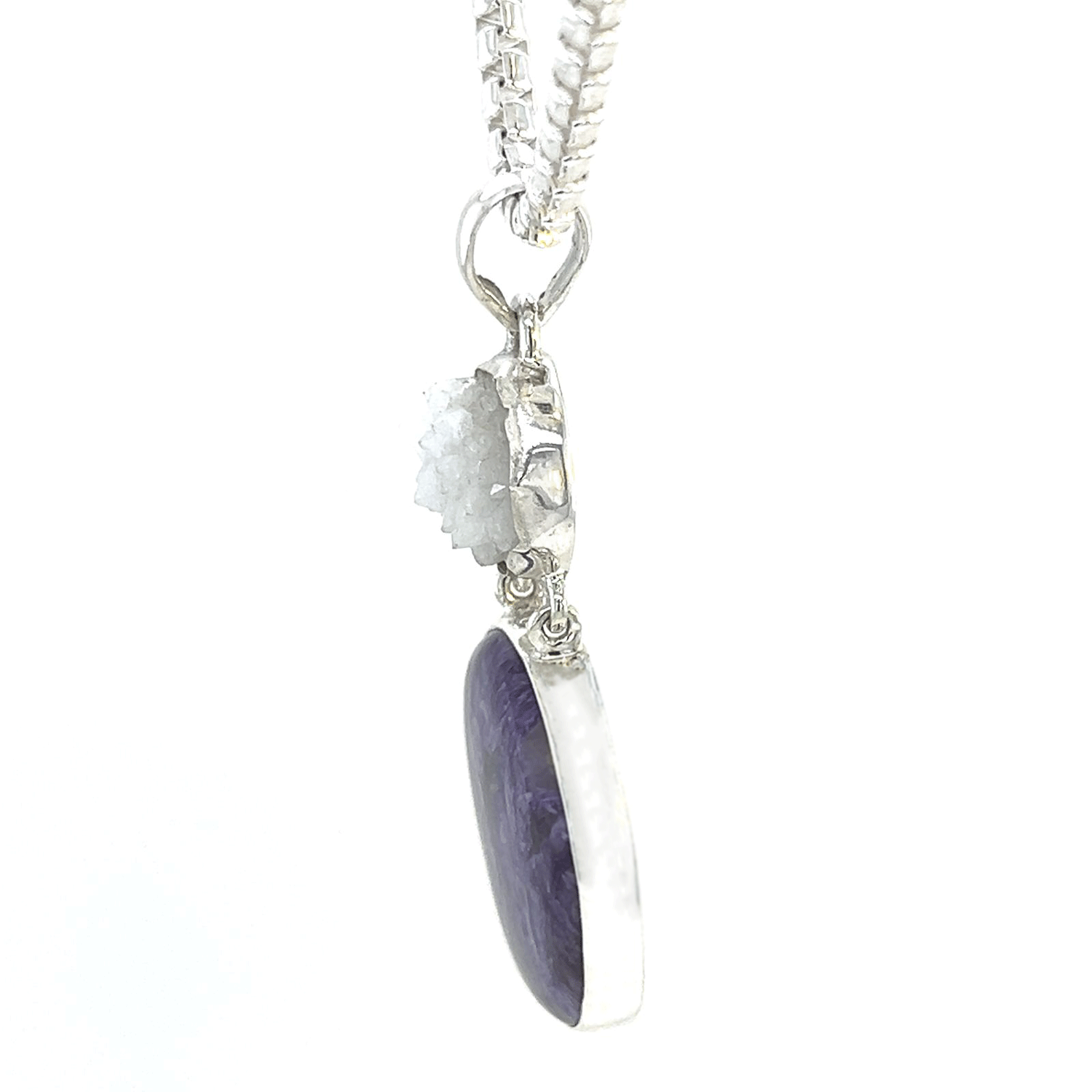 Charoite Druzy Quartz Pendant