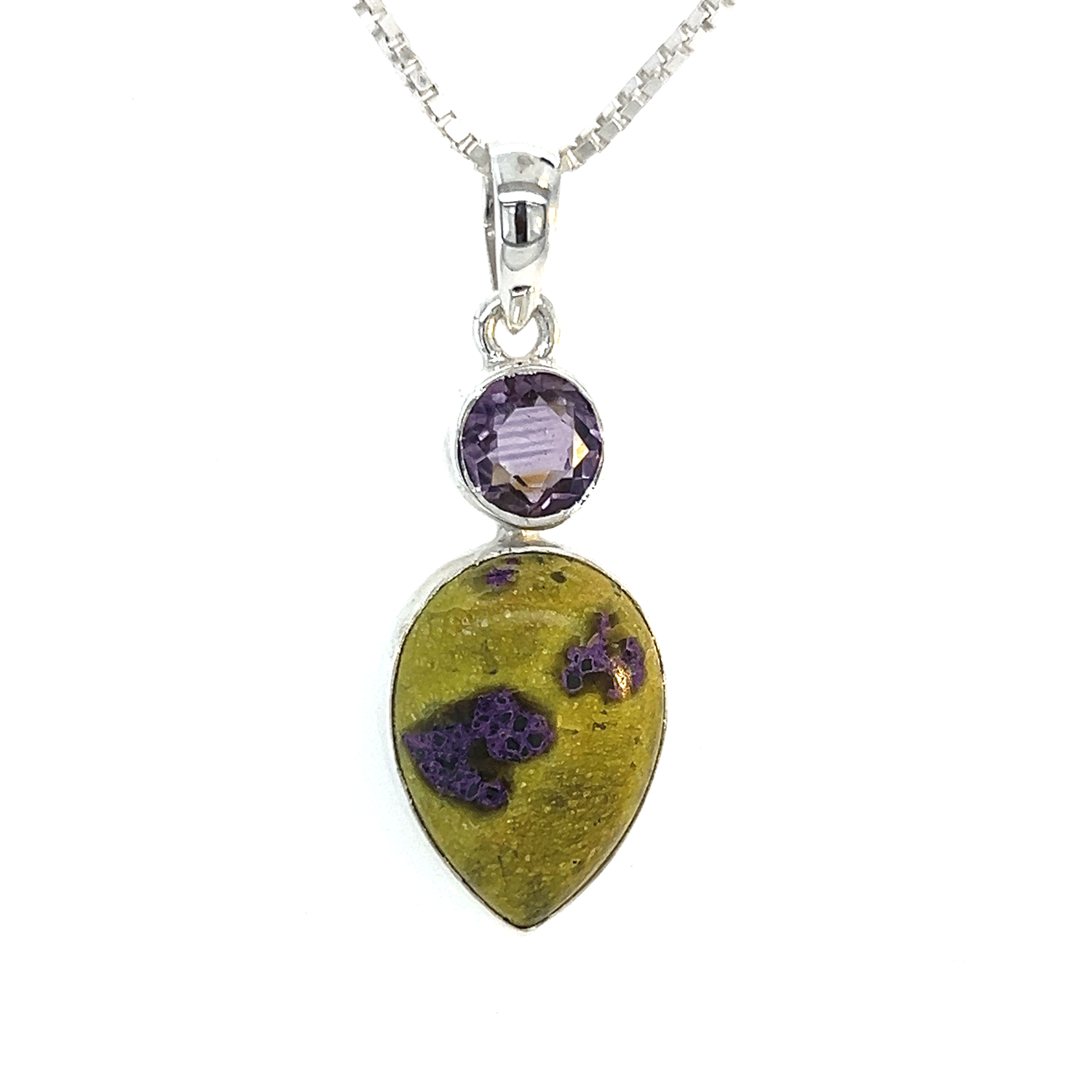 Stichtite Serpentine Amethyst Pendant