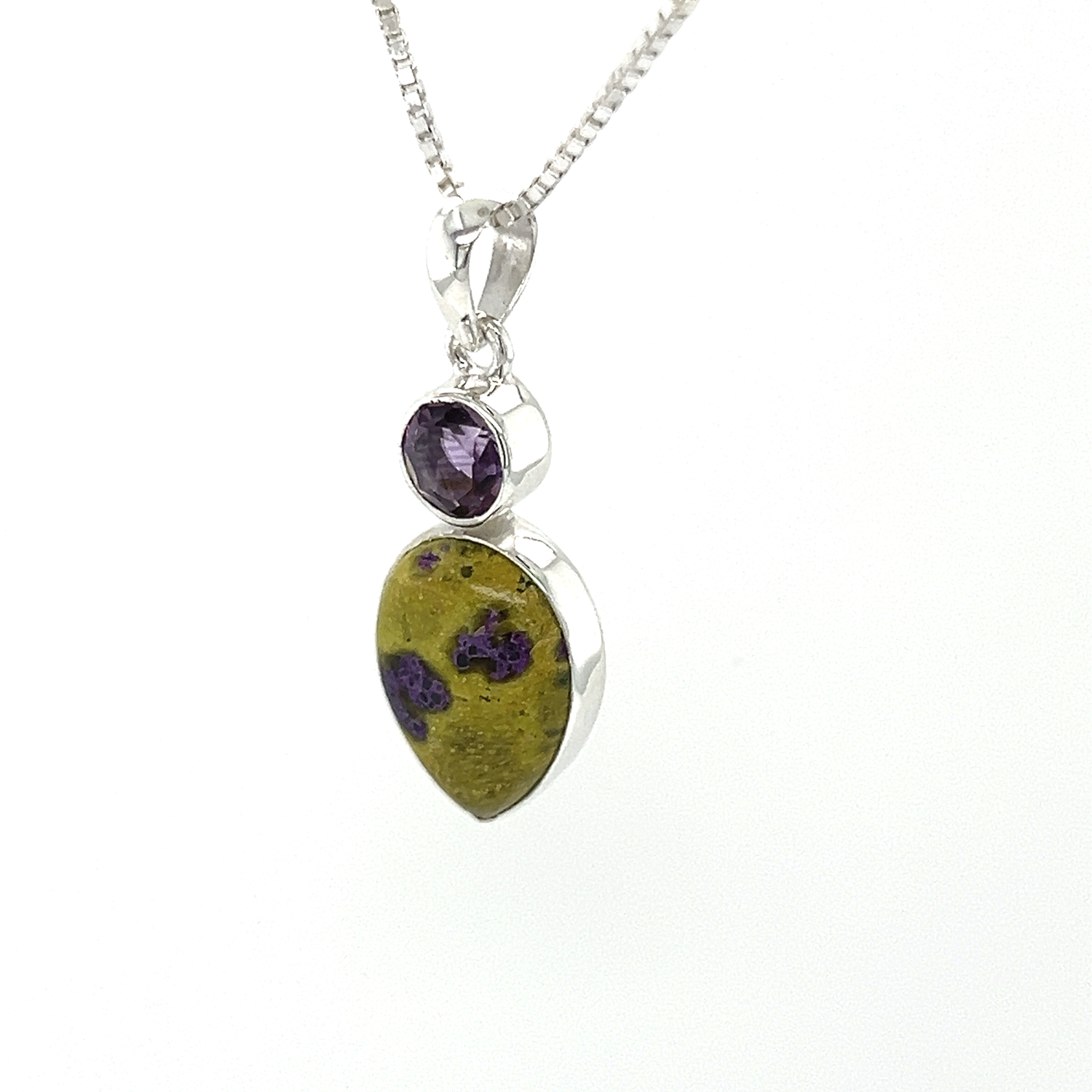 Stichtite Serpentine Amethyst Pendant