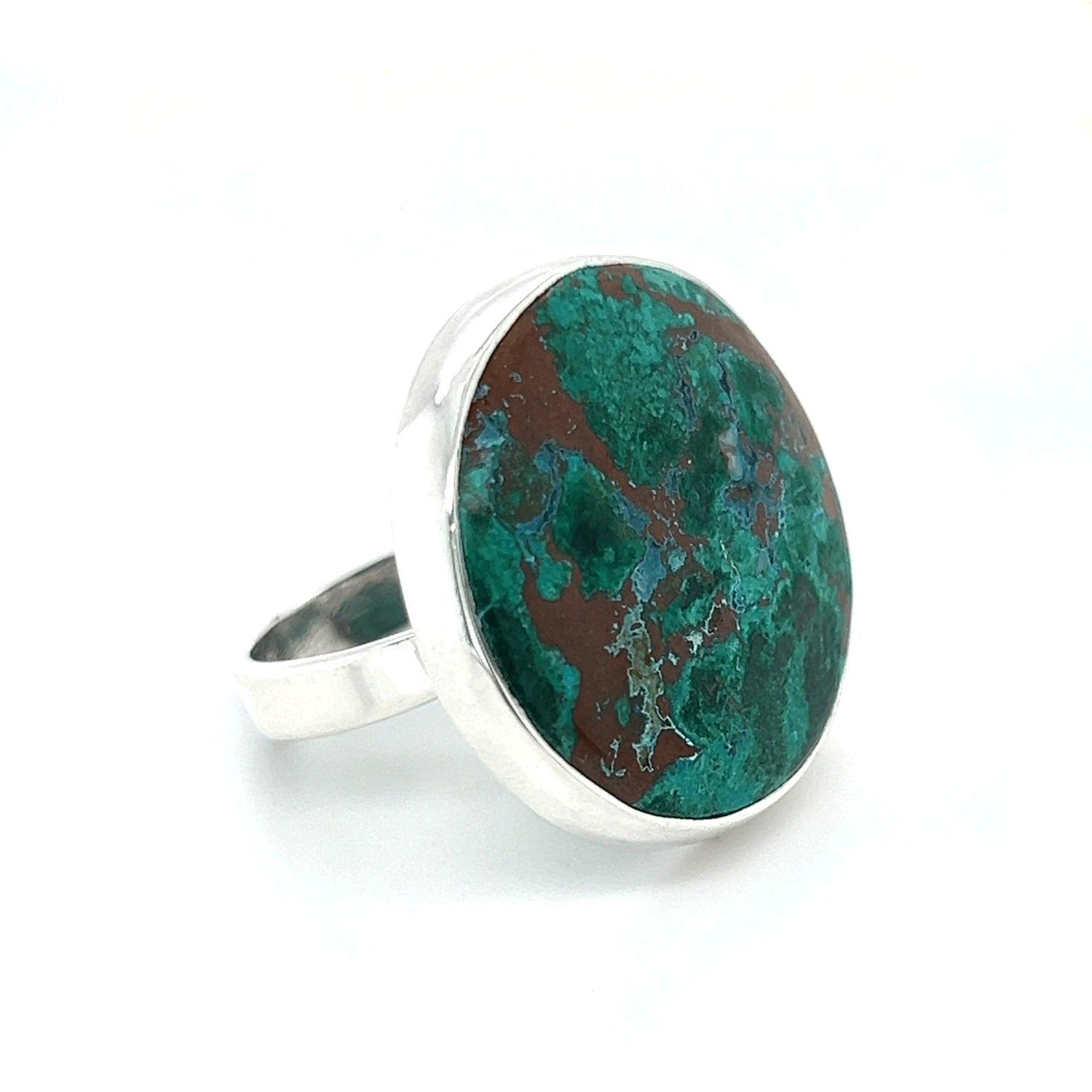 Circular Chrysocolla Adjustable Ring