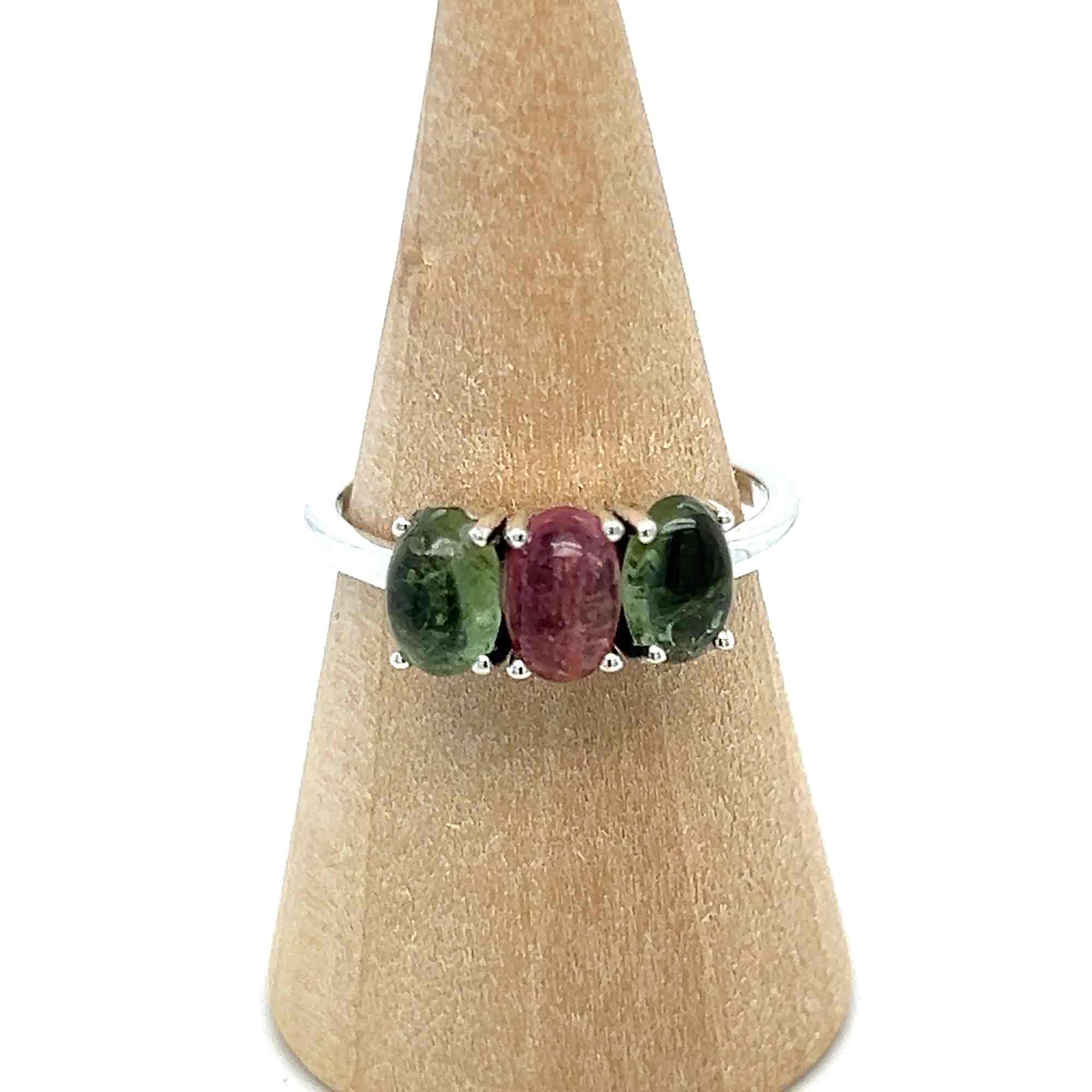 Green Pink Tourmaline Ring