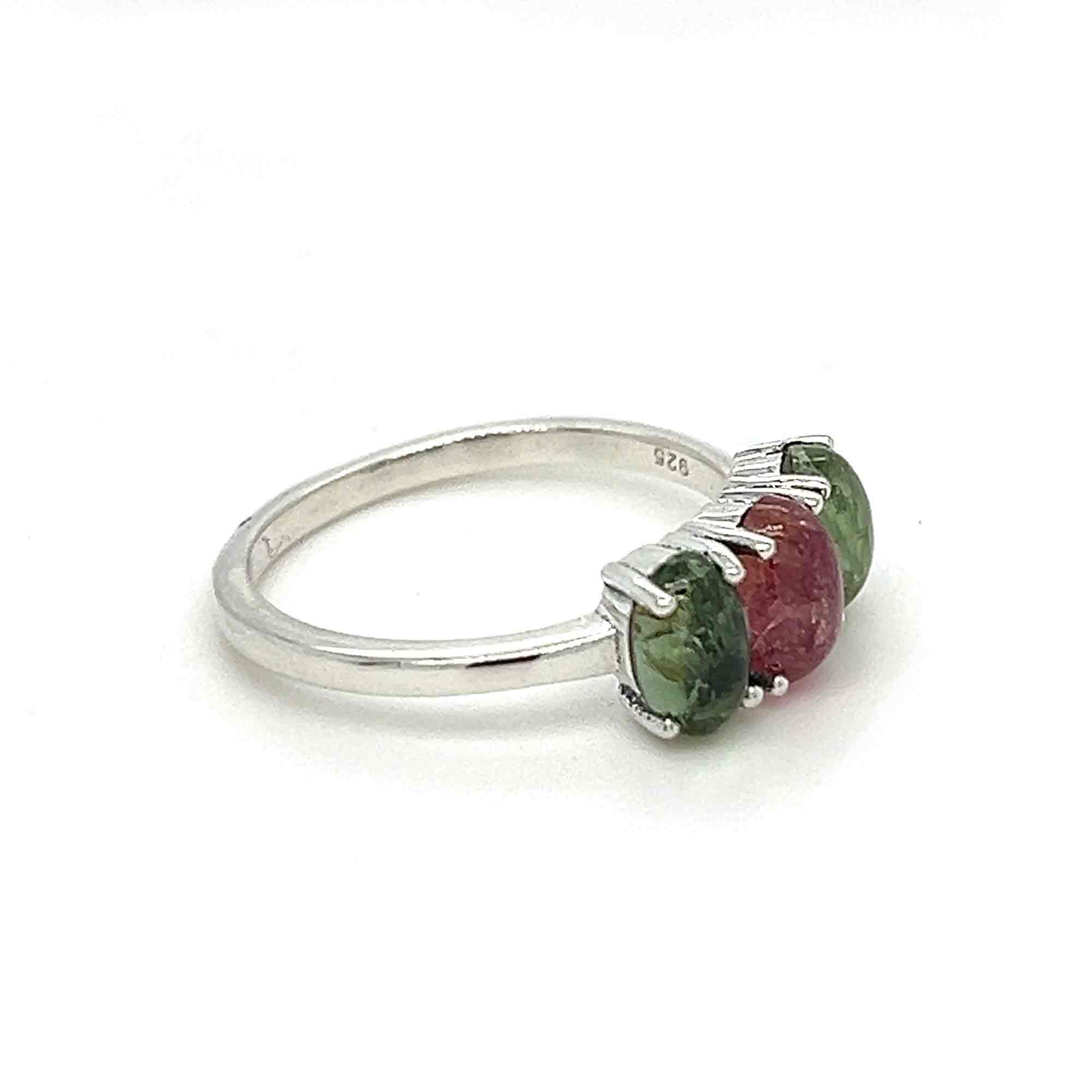 Green Pink Tourmaline Ring