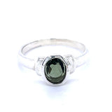 Faceted Moldavite Sterling Silver Ring