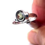 Faceted Moldavite Sterling Silver Ring