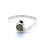 Rough Moldavite Silver Ring