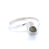 Rough Moldavite Silver Ring