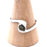 Rough Moldavite Silver Ring