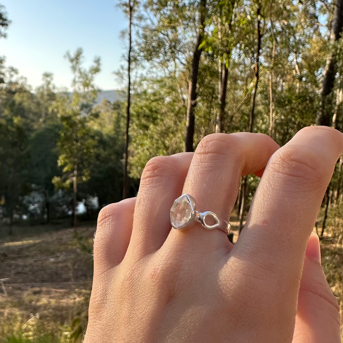 Double Terminated Quartz Herkimer Ring