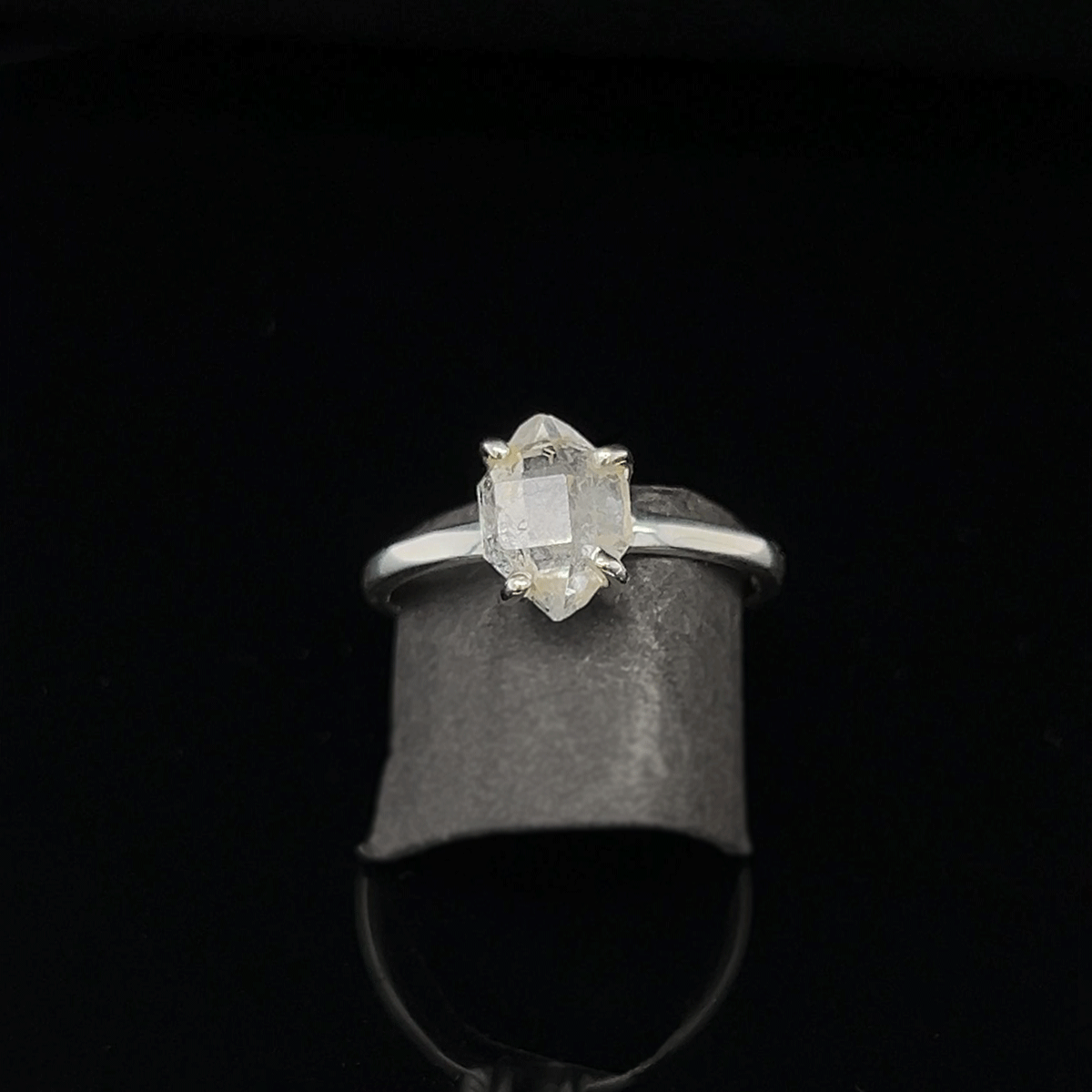 Raw Herkimer Diamond Quartz Ring