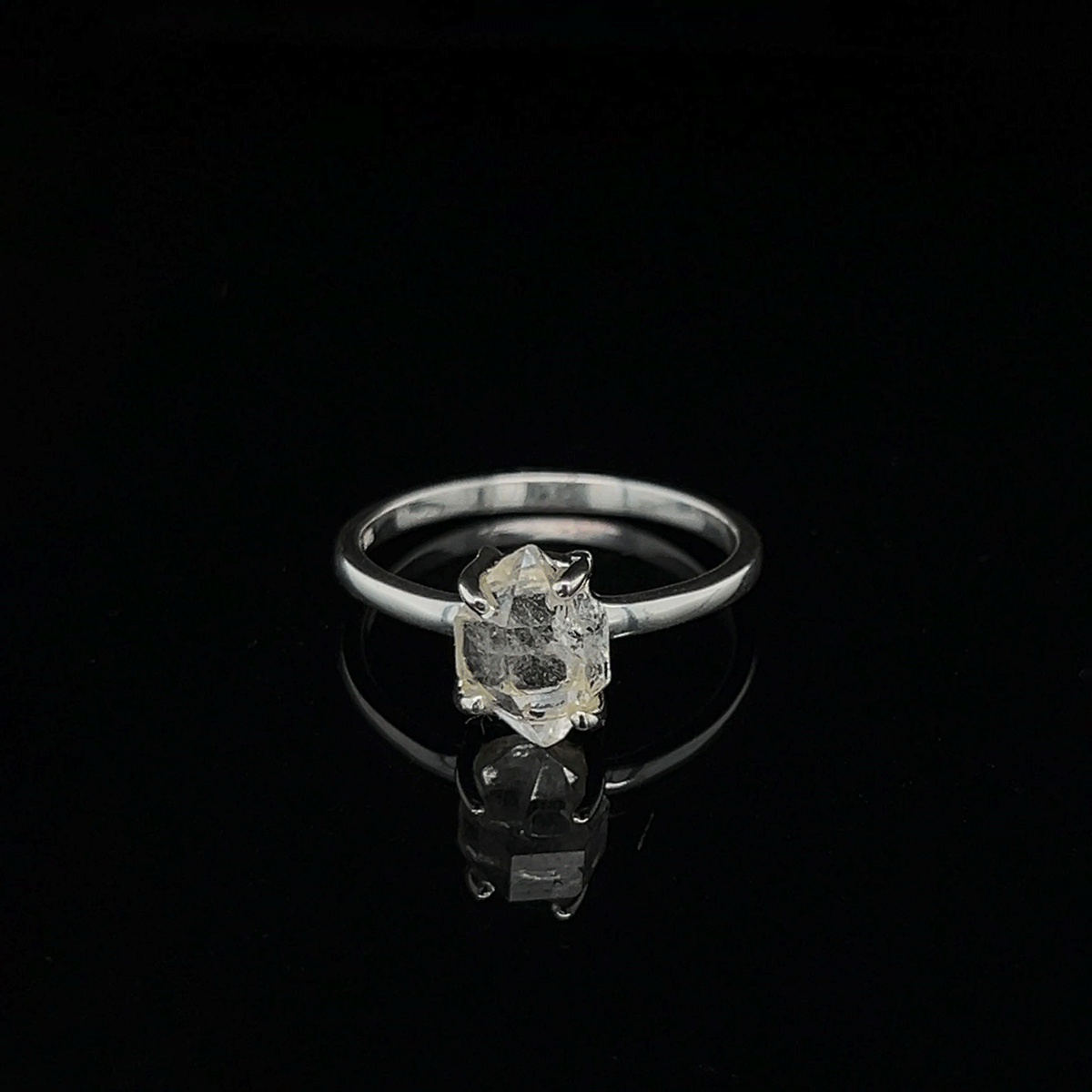 Raw Herkimer Diamond Quartz Ring