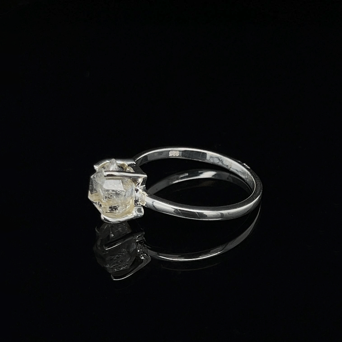 Raw Herkimer Diamond Quartz Ring