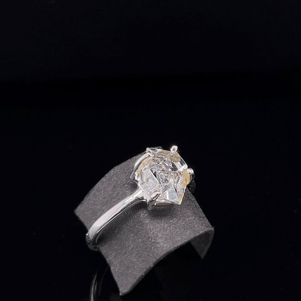 Claw Herkimer Diamond Quartz Ring