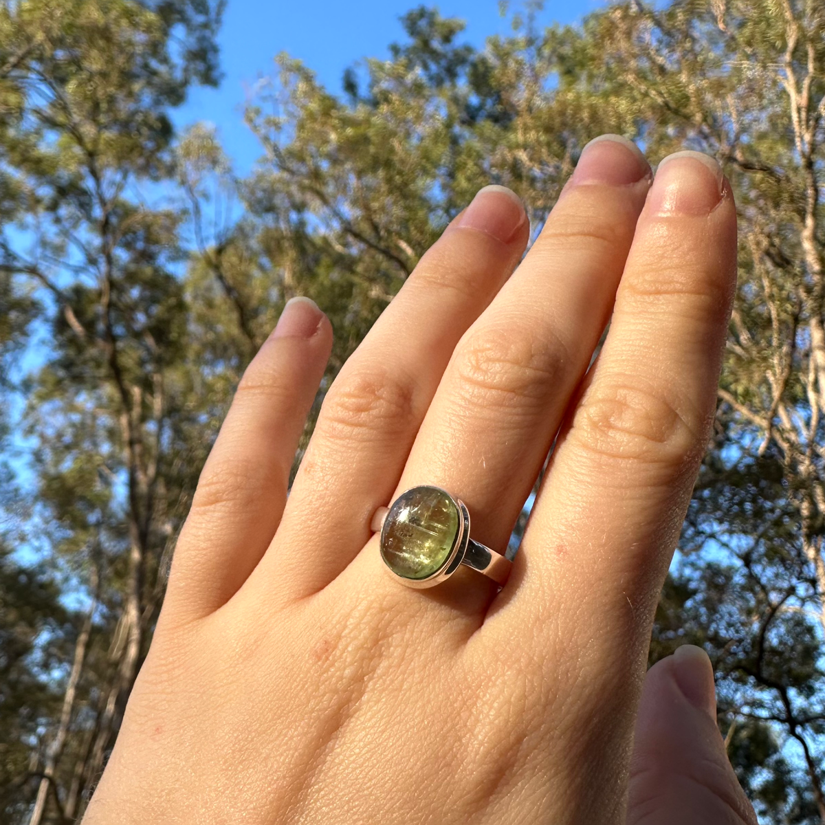 Sterling Silver Green Kyanite Ring