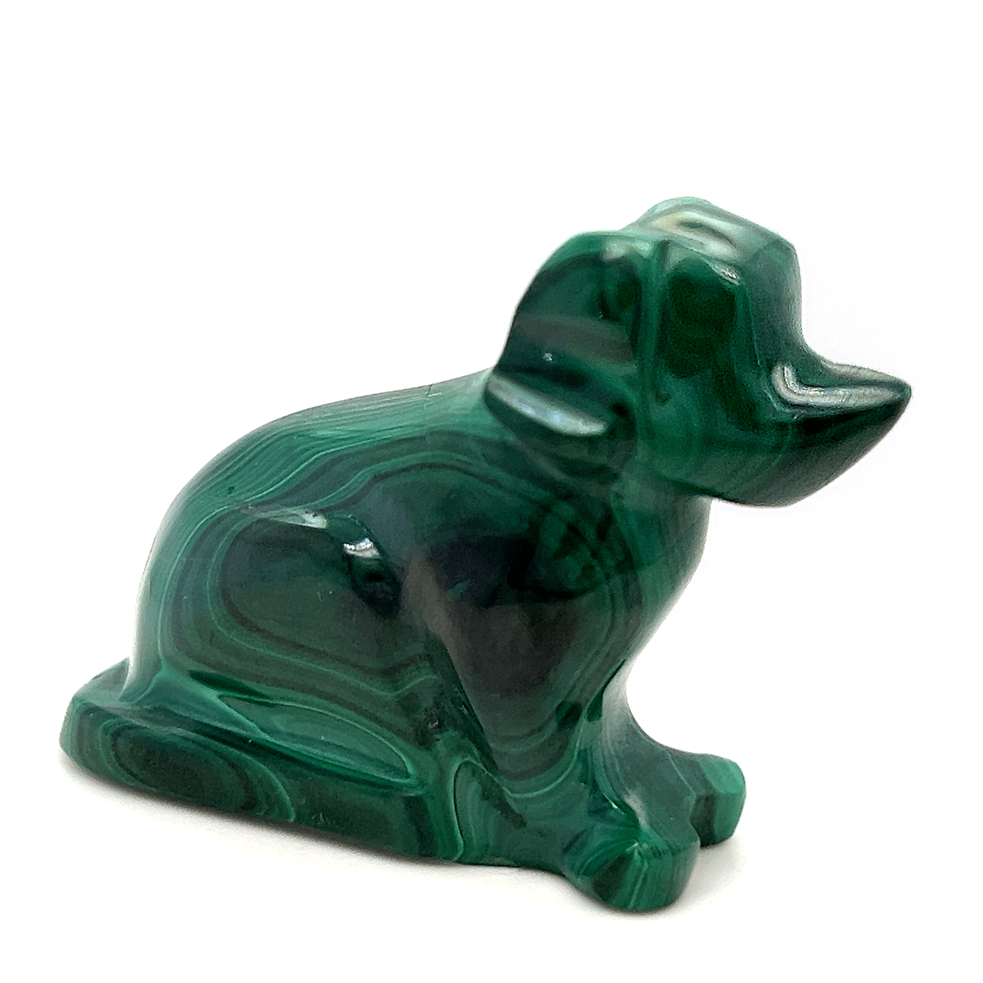 Polished Malachite Dog