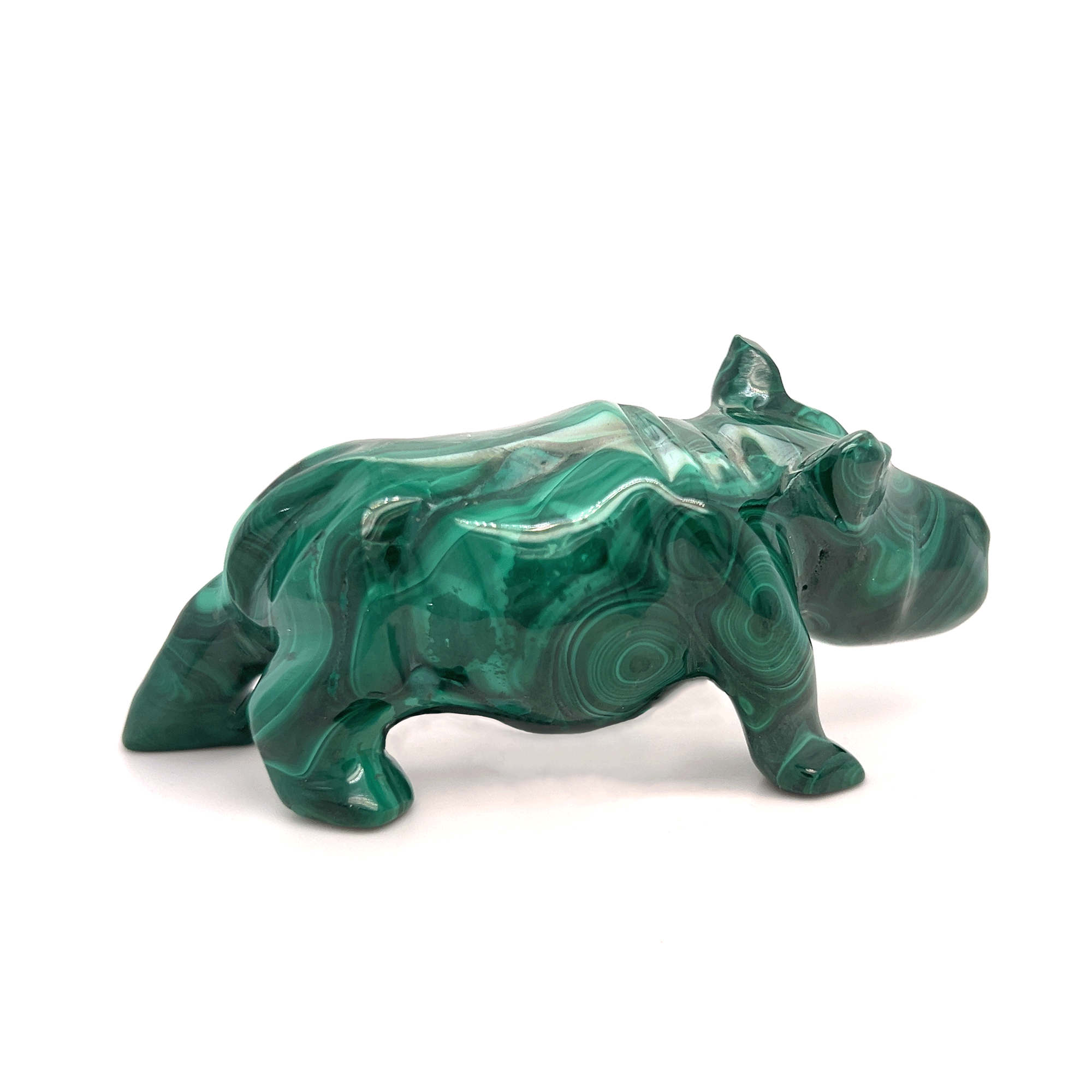 Carved Malachite Hippopotamus