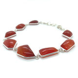 Carnelian Irregular Cabochon Sterling Silver Bracelet