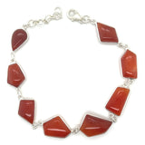 Carnelian Irregular Cabochon Sterling Silver Bracelet