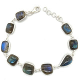 Labradorite Cabochon Sterling Silver Bracelet