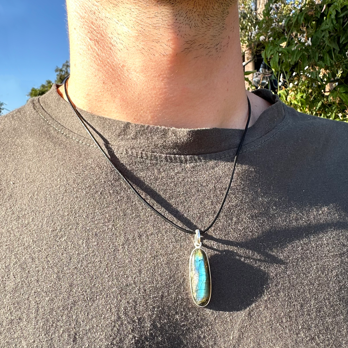 Elongated Labradorite Pendant