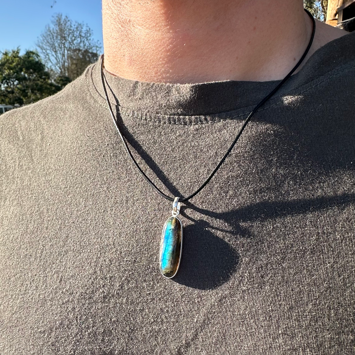 Elongated Labradorite Pendant