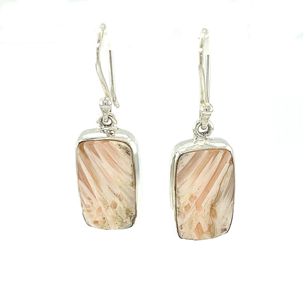 Orange Scolecite Drop Earrings