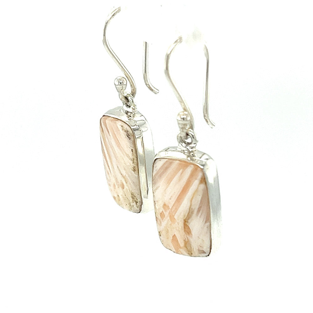 Orange Scolecite Drop Earrings