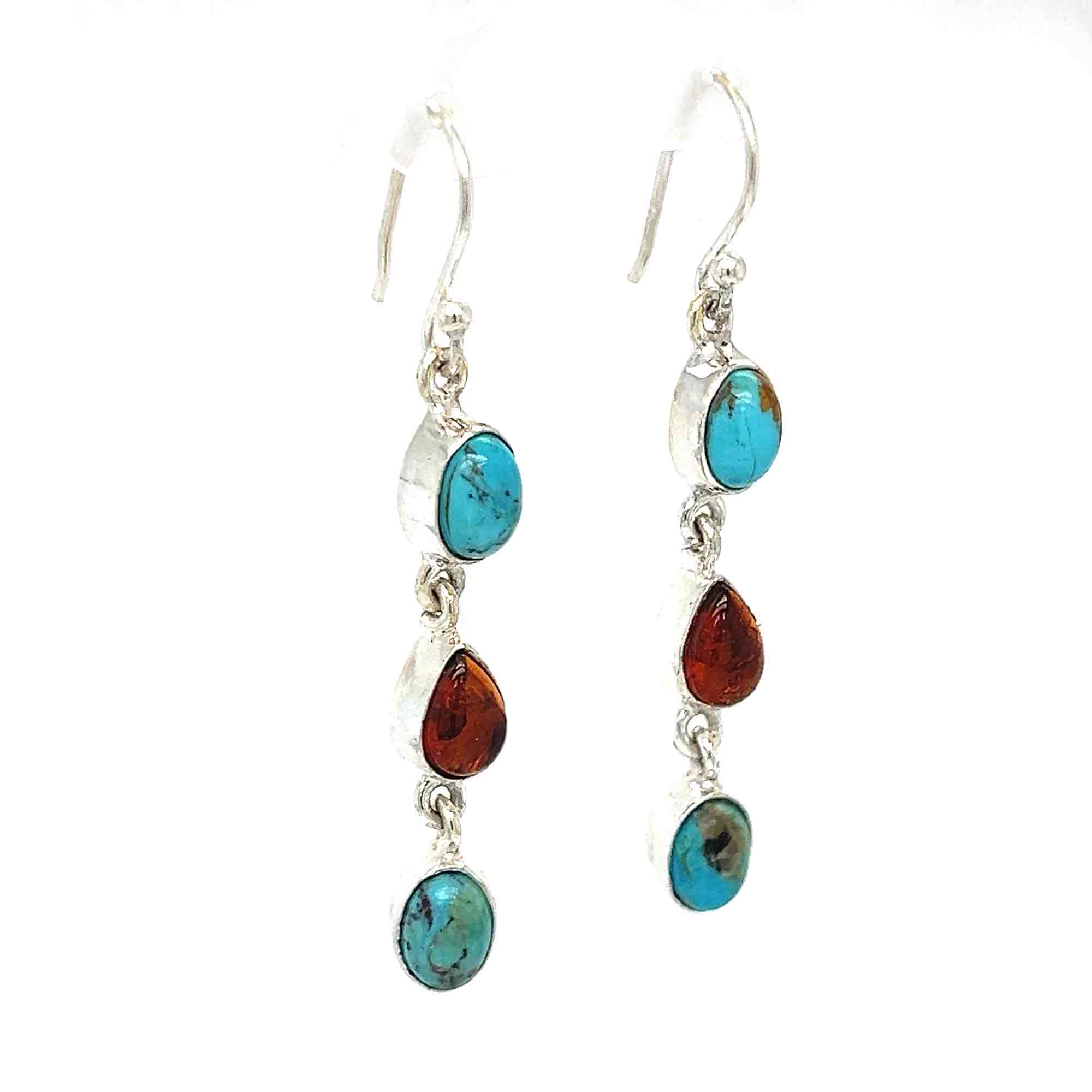 Turquoise Baltic Amber Earrings