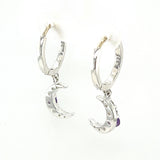 Amethyst, White Topaz Hoop Earrings