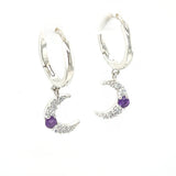 Amethyst, White Topaz Hoop Earrings