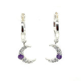 Amethyst, White Topaz Hoop Earrings