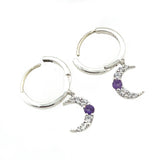 Amethyst, White Topaz Hoop Earrings