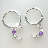 Amethyst, White Topaz Hoop Earrings