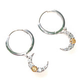 Citrine, White Topaz Hoop Earrings