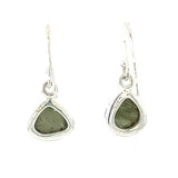 Raw Moldavite Silver Earrings