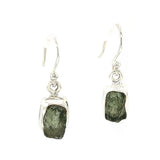 Raw Moldavite Rectangular Earrings