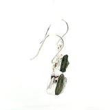 Raw Moldavite Rectangular Earrings