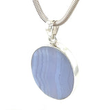 Blue Lace Agate Cabochon Oval Pendant