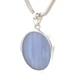 Blue Lace Agate Cabochon Oval Pendant
