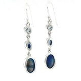 Oval Labradorite Kyanite Blue Topaz Drop Earrings