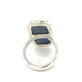 Lapis Rectangular Cabochon Adjustable Ring