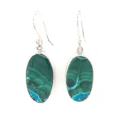 Malachite Chrysocolla Oval Drop Earrings