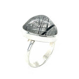 Tourmalined Quartz Adjustable Triangular Cabochon Ring