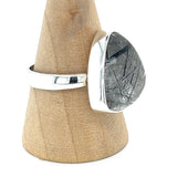 Tourmalined Quartz Adjustable Triangular Cabochon Ring