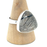 Tourmalined Quartz Adjustable Triangular Cabochon Ring