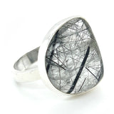 Tourmalined Quartz Organic Shaped Cabochon Ring
