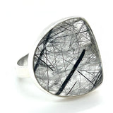 Tourmalined Quartz Organic Shaped Cabochon Ring