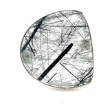 Tourmalined Quartz Organic Shaped Cabochon Ring