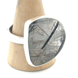 Tourmalined Quartz Organic Shaped Cabochon Ring